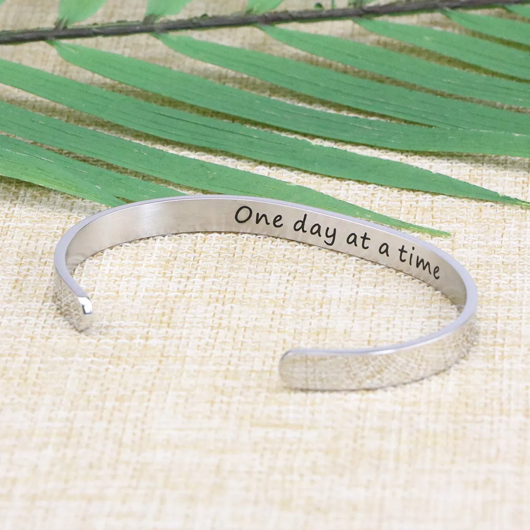 Once Day At A Time Inspirational Mantra Cuff