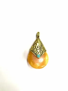 Orange Pendant With Golden Cap