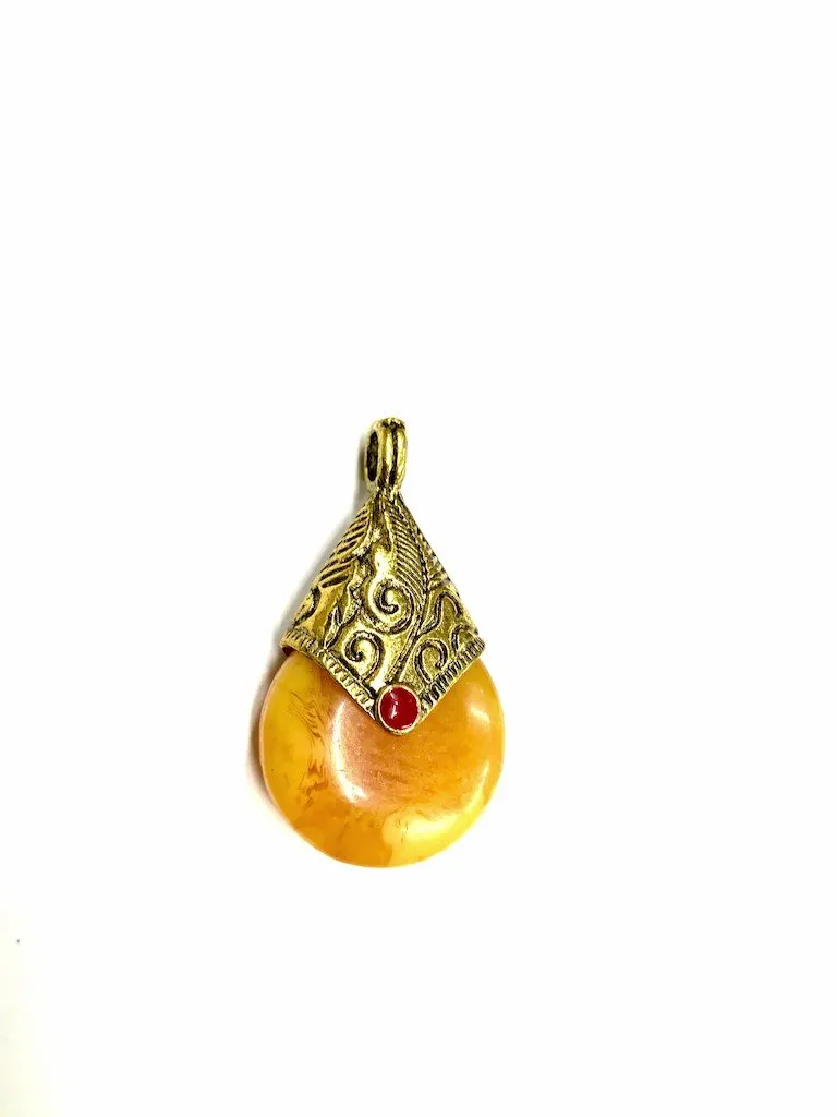 Orange Pendant With Golden Cap