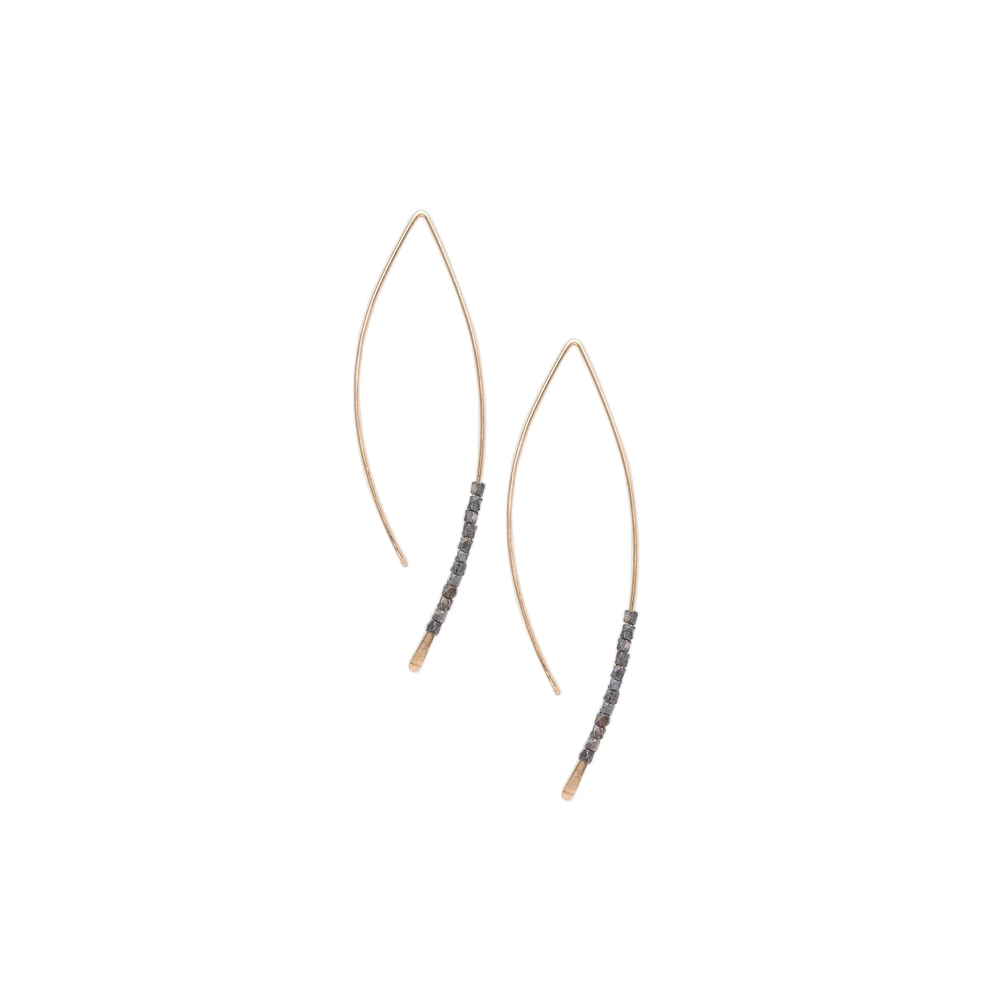 Oxidized Bead Crescent Earrings