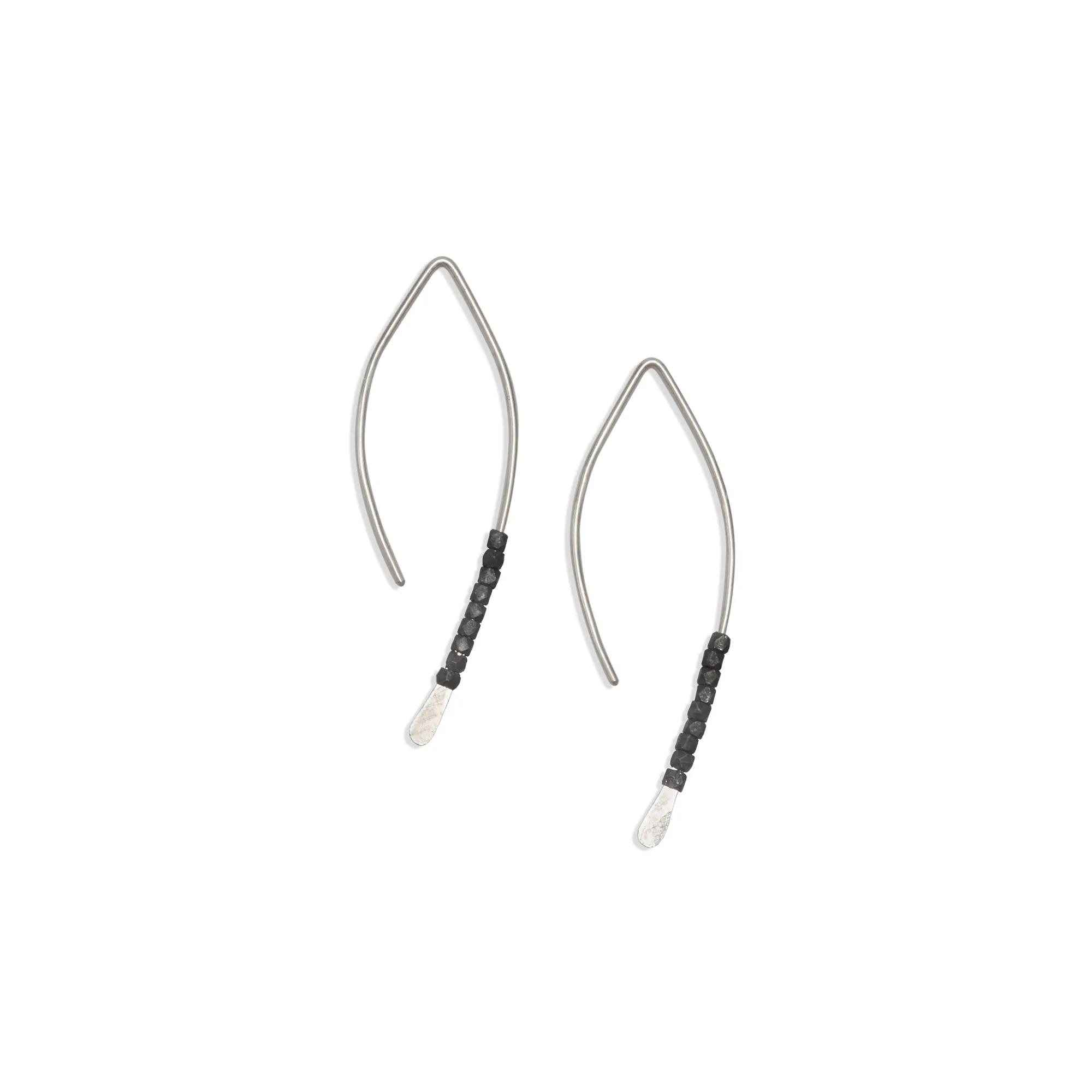 Oxidized Bead Crescent Earrings