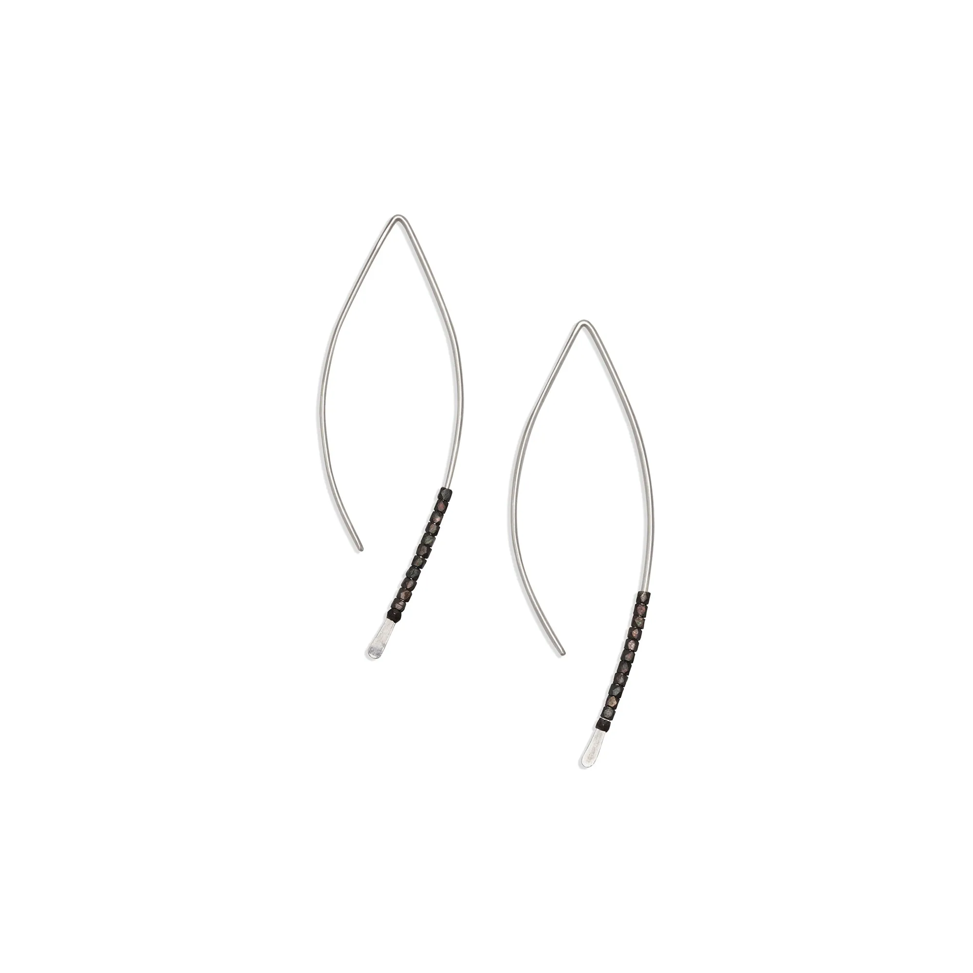 Oxidized Bead Crescent Earrings