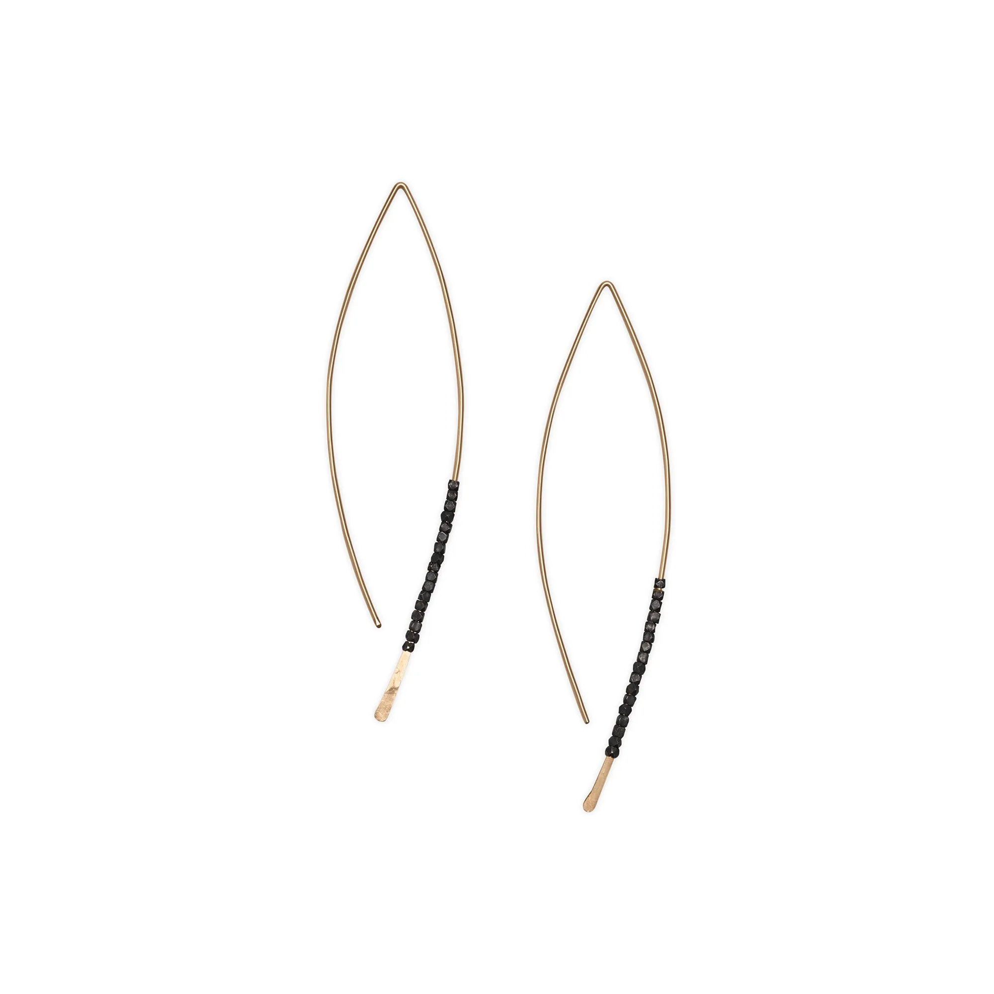 Oxidized Bead Crescent Earrings