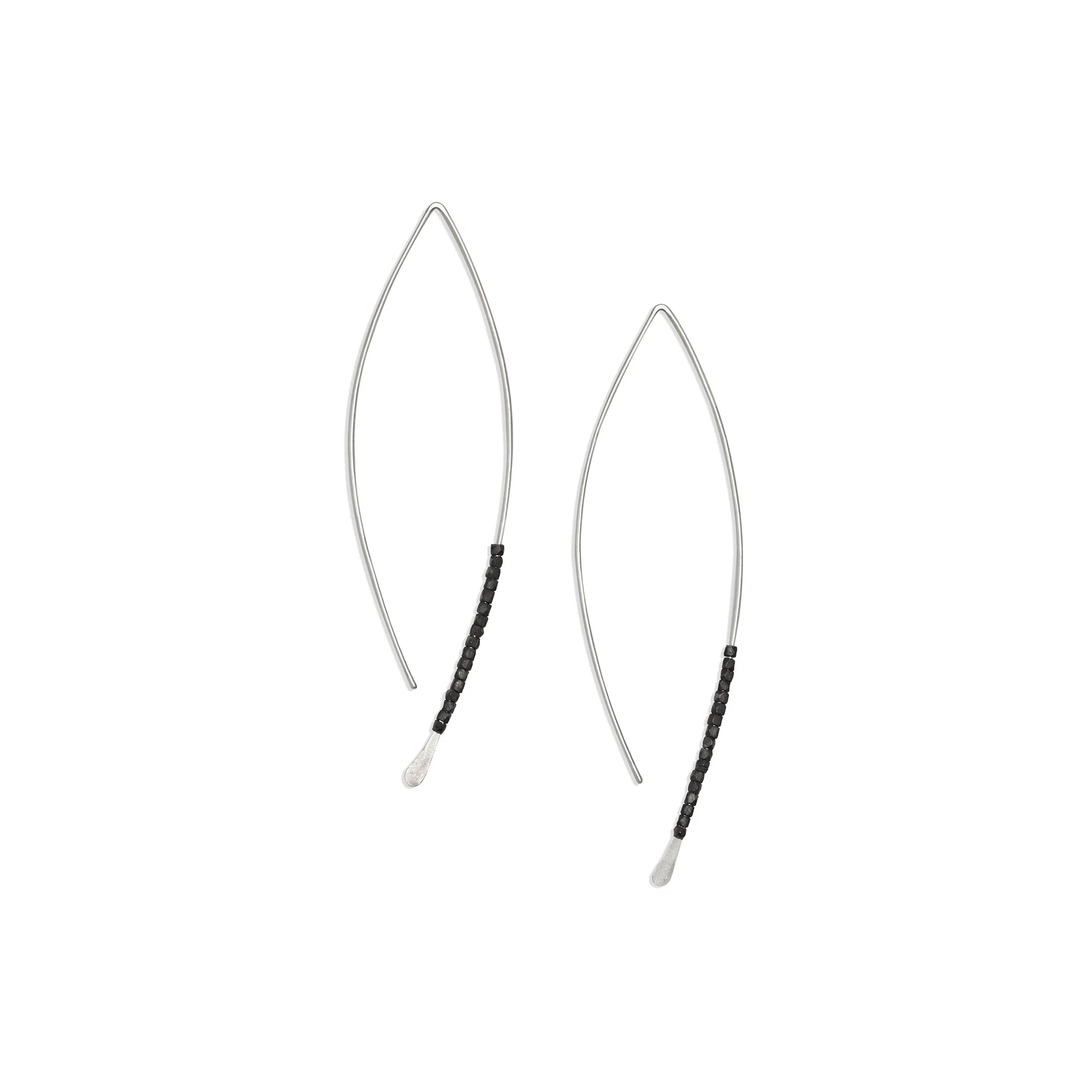 Oxidized Bead Crescent Earrings