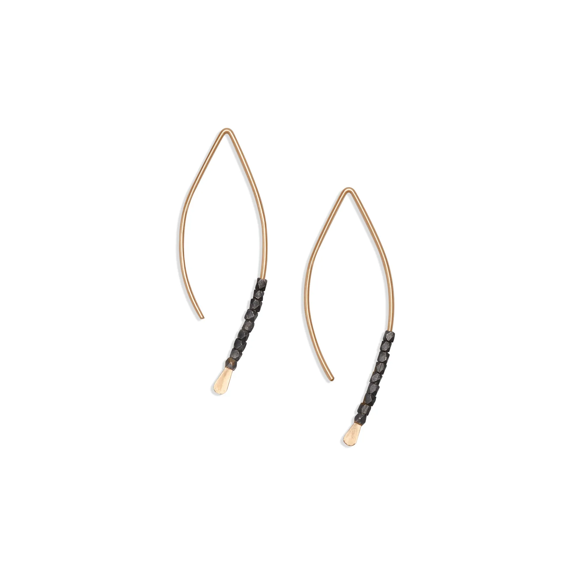 Oxidized Bead Crescent Earrings