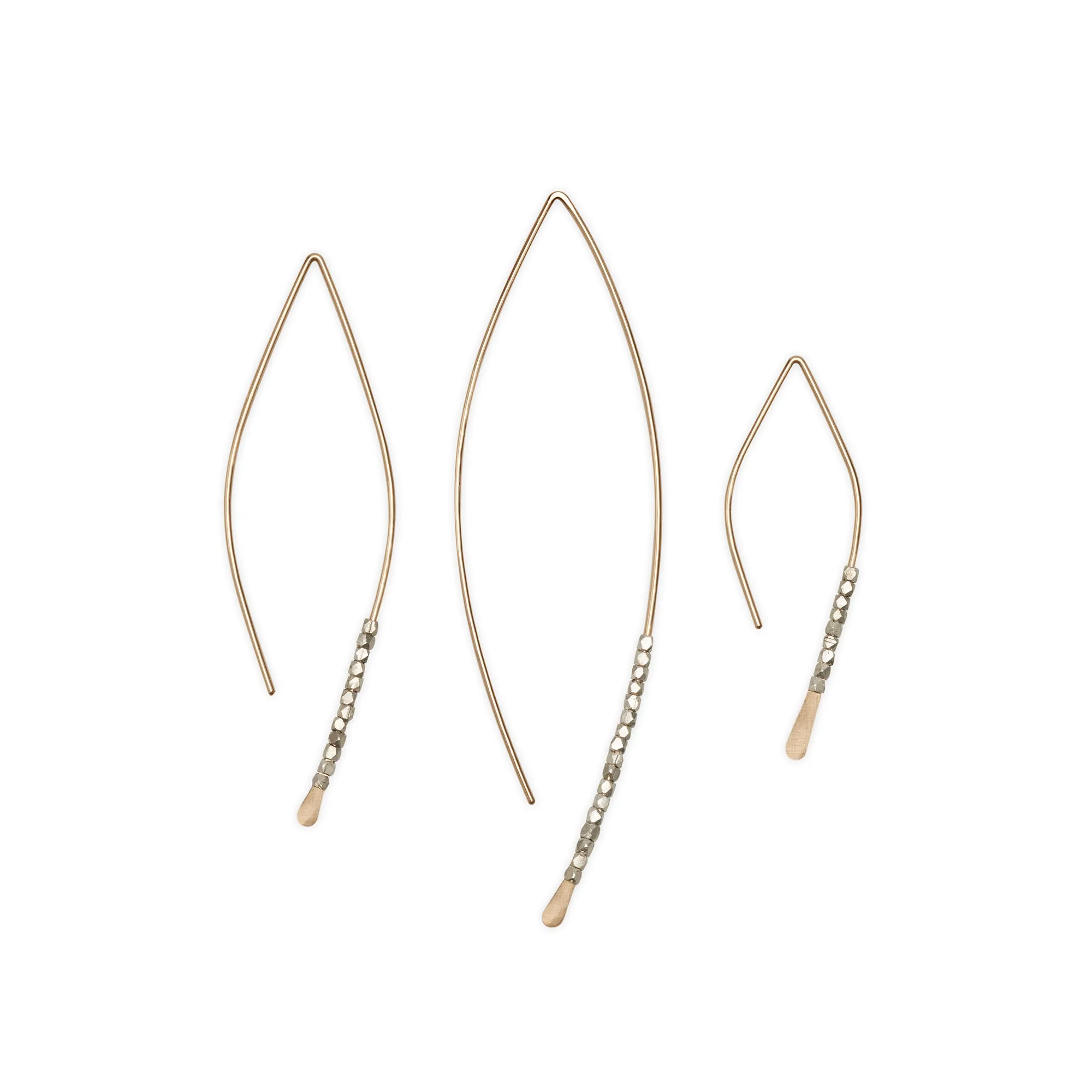 Oxidized Bead Crescent Earrings