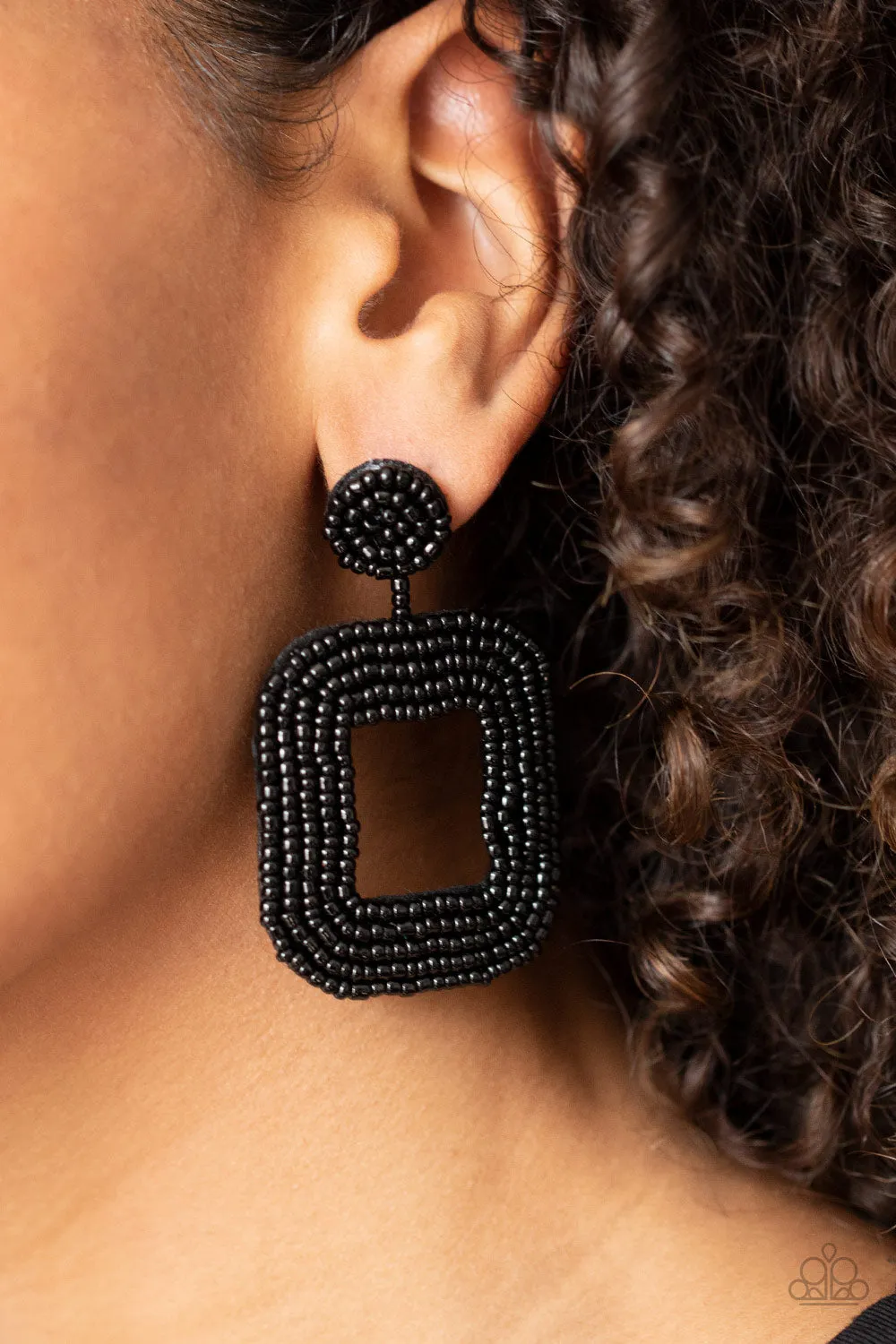 PAPARAZZI Beaded Bella - Black Earrings