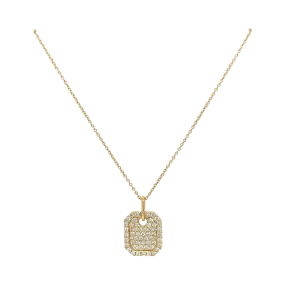 PAVÉ DIAMOND DOG TAG NECKLACE