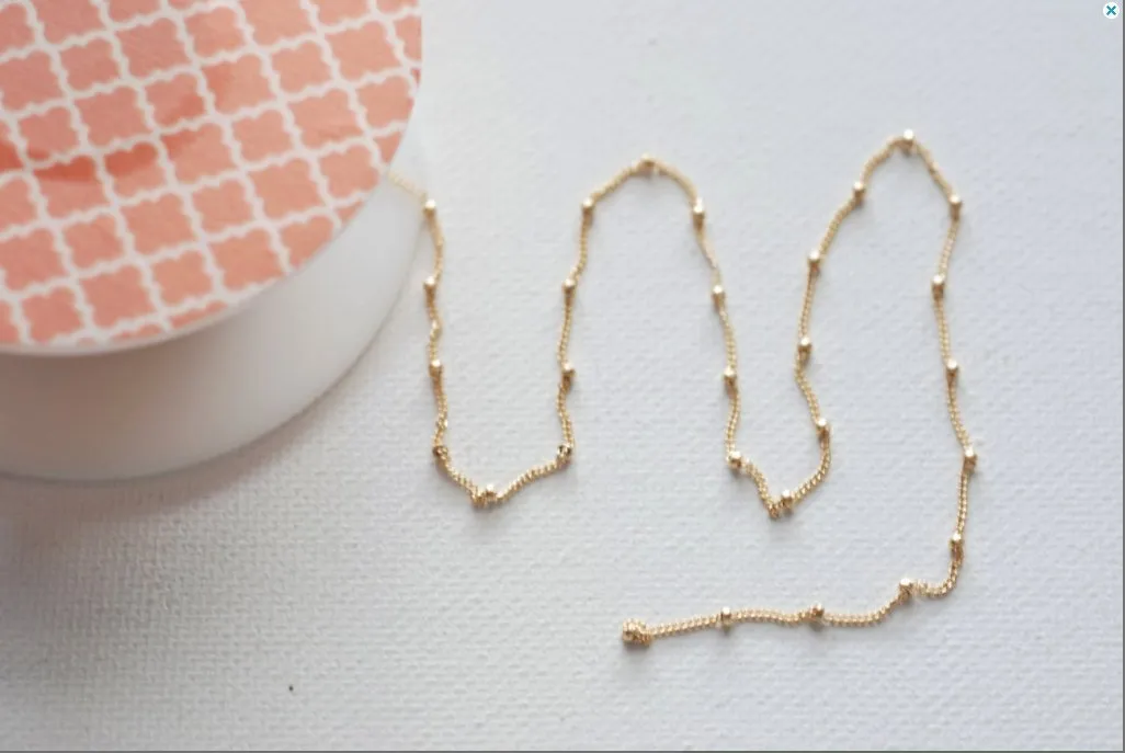 Pay by Foot 14K Gold Filled, 14k Rose Gold Filled or Sterling Silver Satellite Curb Ball Beaded Chain, Wholesale Satellite Gold Filled Chain