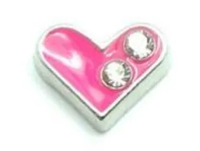 Pink Crystal Heart  Floating Charm