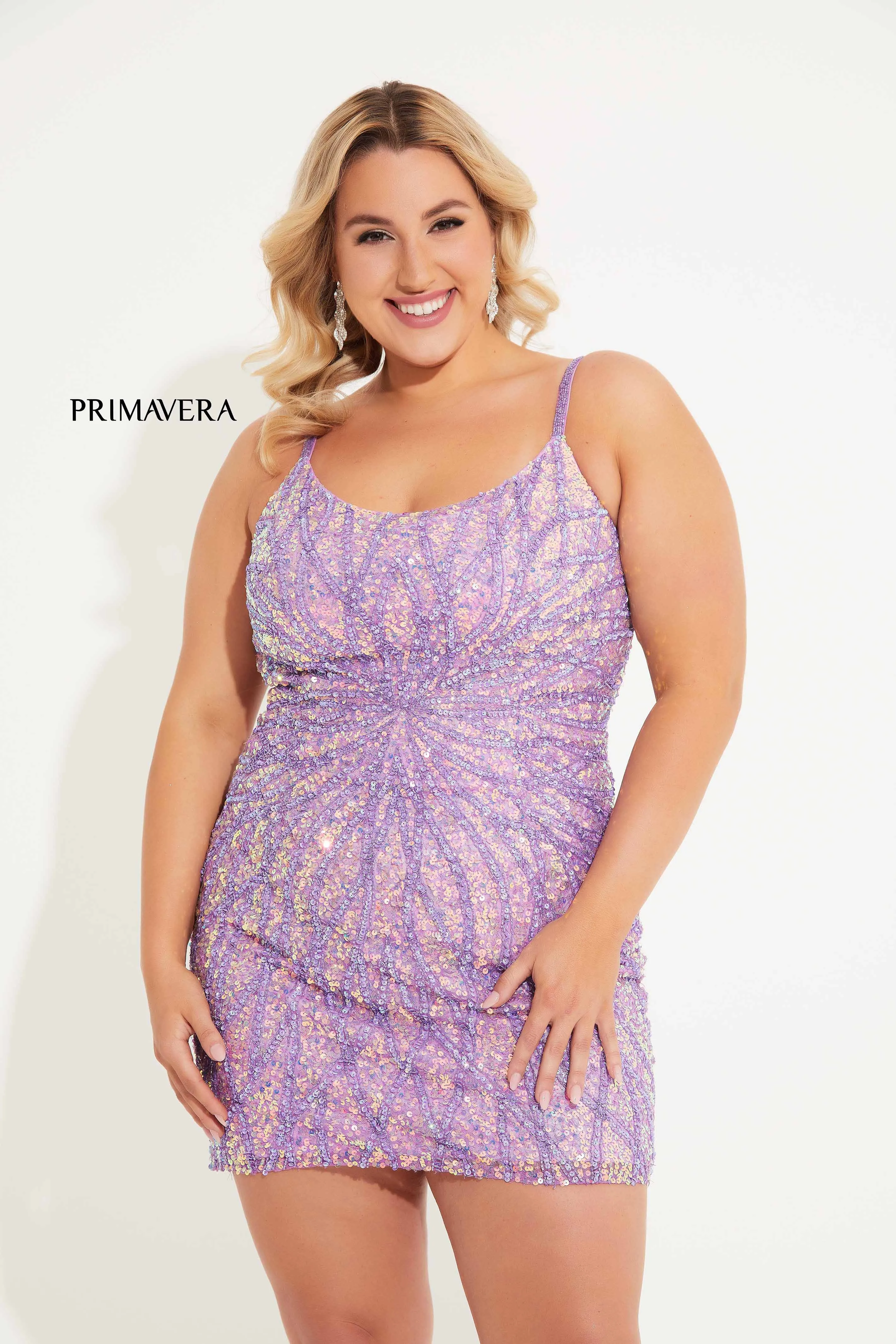 Primavera Couture 14061 Size 24 Peacock Sequin Plus Size Homecoming Cocktail Dress Corset Back Beaded