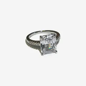 PRINCESS CUT CRYSTAL COCKTAIL RING