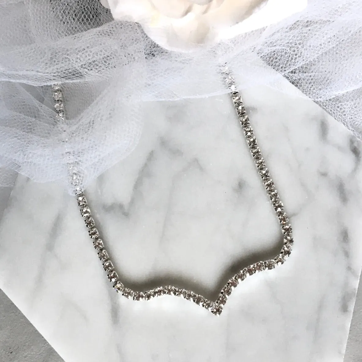 "Aimee" - Crystal V-Shaped Bridal Necklace