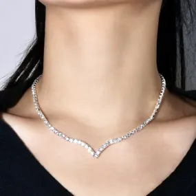 "Aimee" - Crystal V-Shaped Bridal Necklace