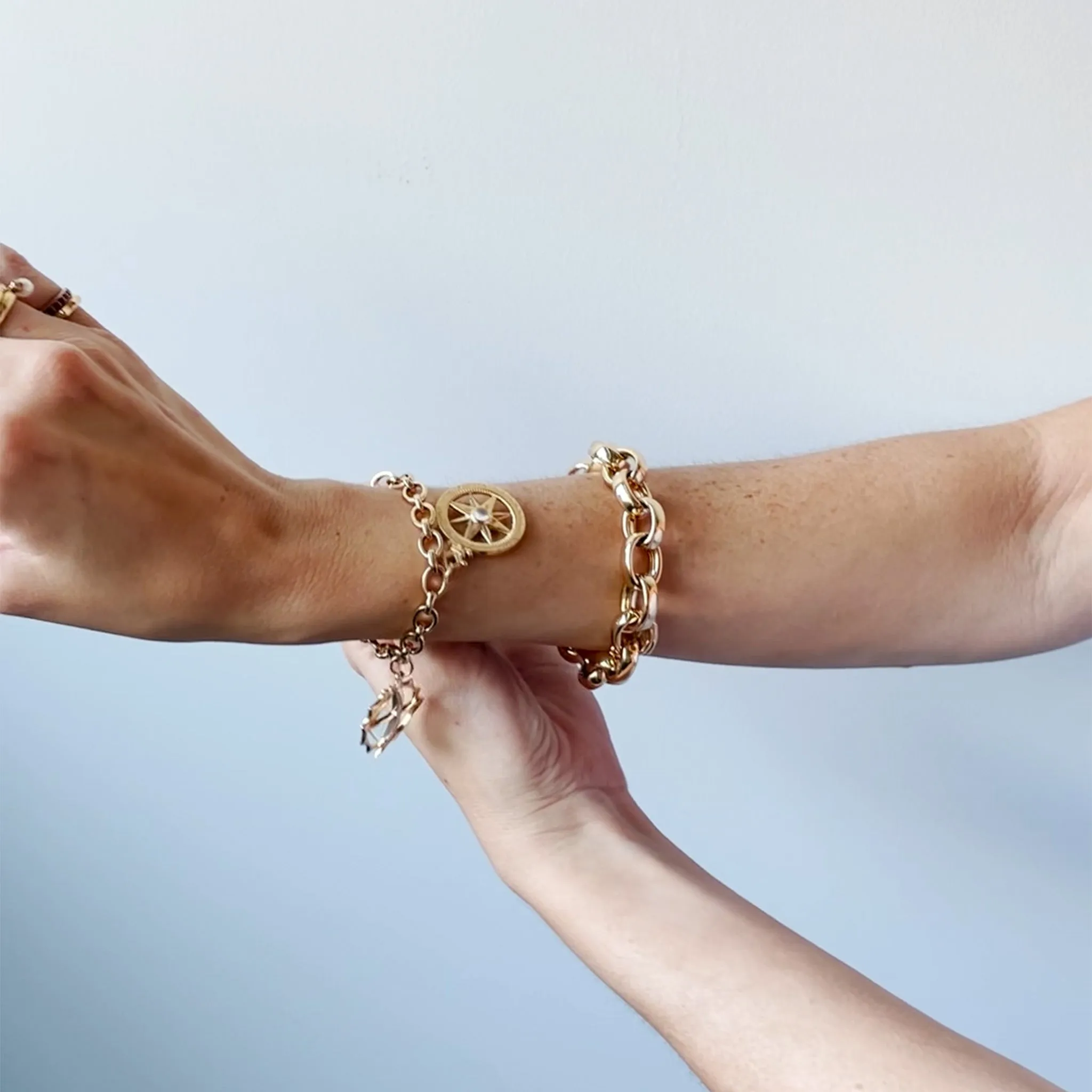 "Audrey" Link Charm Bracelet in 18K Yellow Gold