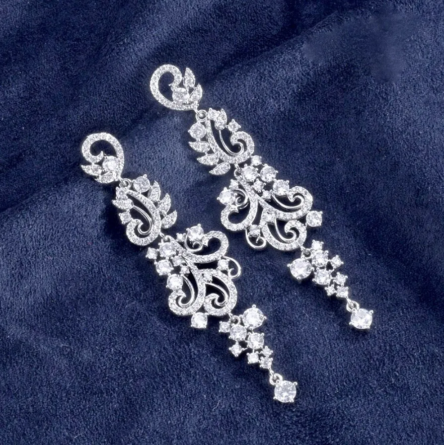 "Kamea" - Silver Cubic Zirconia Bridal Earrings