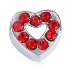Red CZ Heart Floating Charm