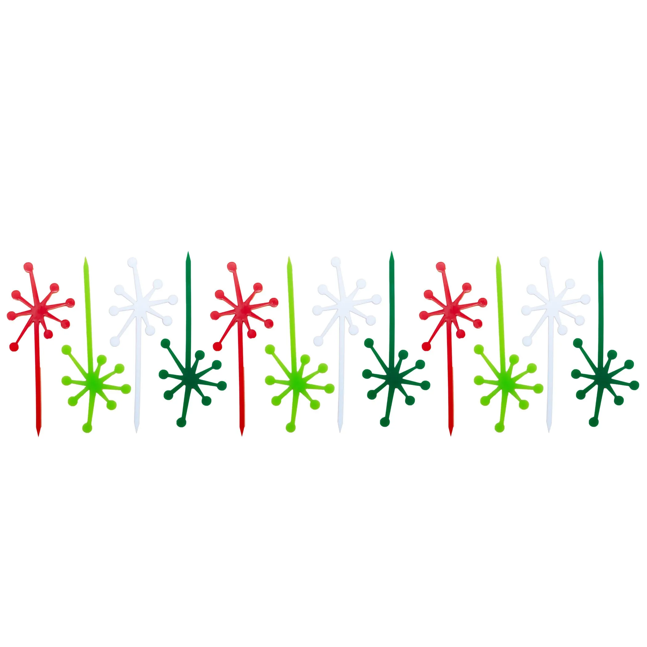 Retro Starburst Holiday Acrylic Appetizer Cocktail Pick Set