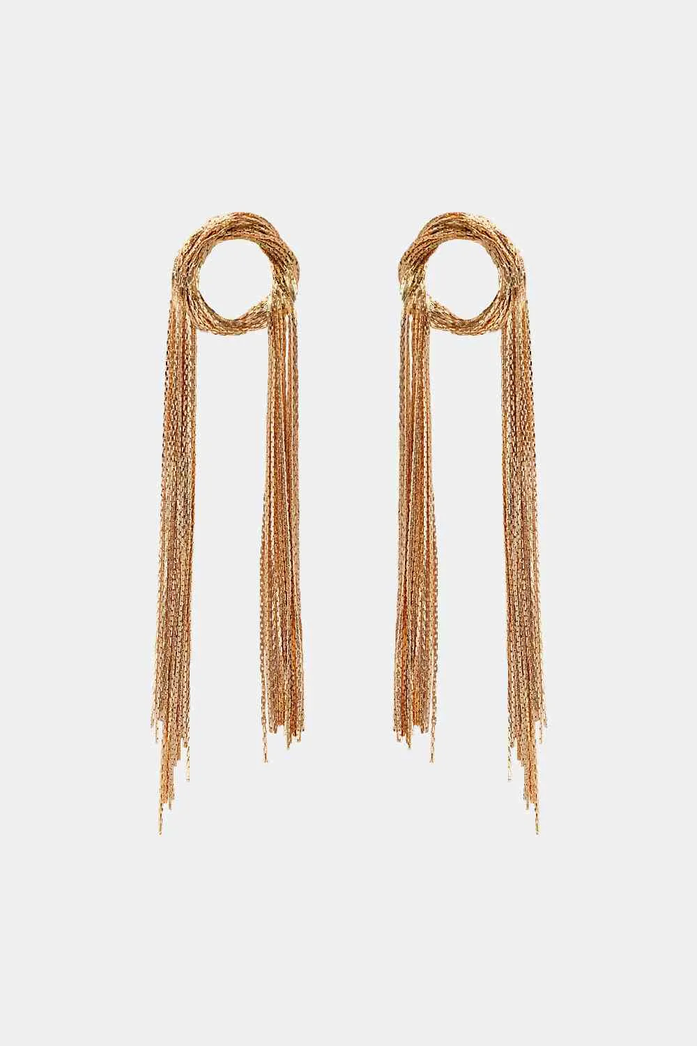 Round Shape Fringed Copper Earrings