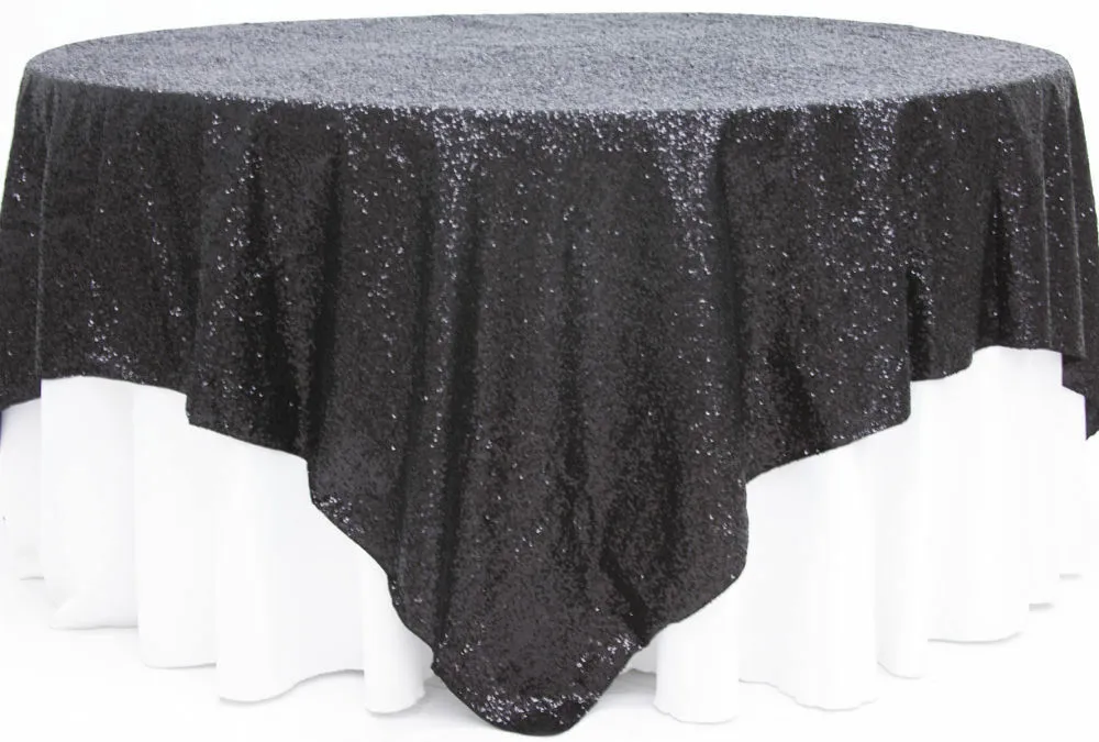 Sequin Overlay 90" × 90" Sparkly Shiny Tablecloth Design 4 COLORS WEDDING Party