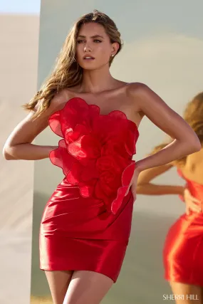 Sherri Hill - 56536 - Strapless Cocktail Dress with 3D Flower