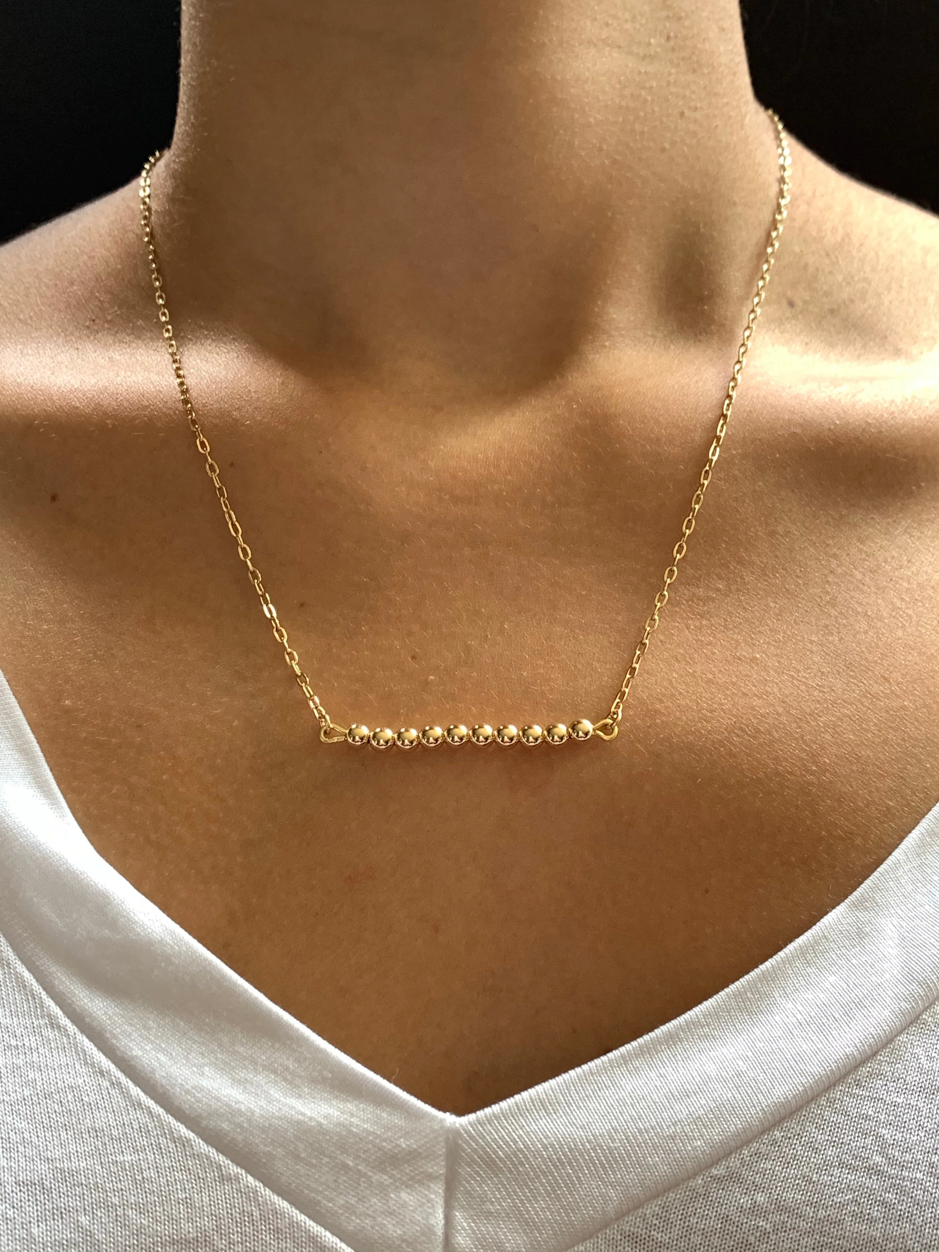 Shiny Beaded Bar Necklace
