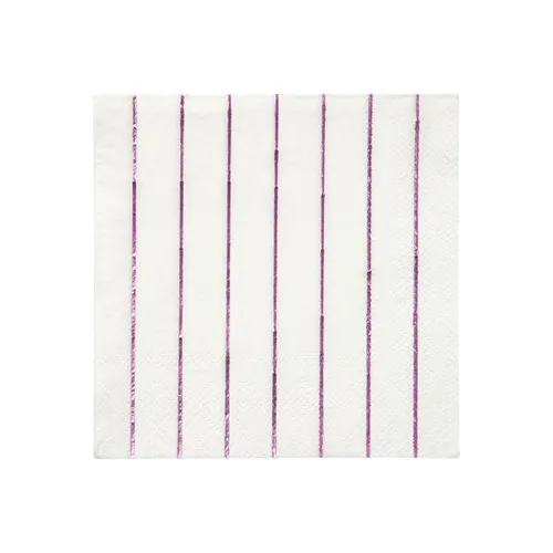 Shiny Pink Stripe Small Napkins, Set of 16 Meri Meri Metallic Pink Stripe Cocktail Napkins, 5" x 5"