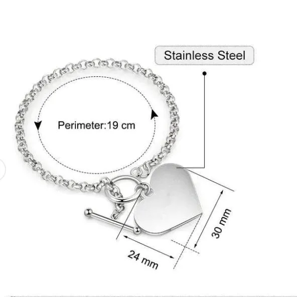 Shop Personalized Heart Bracelets No-tarnish Titanium Engraved Bracelet