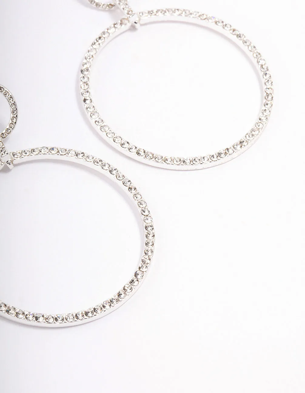 Silver Diamante Circle Drop Earrings
