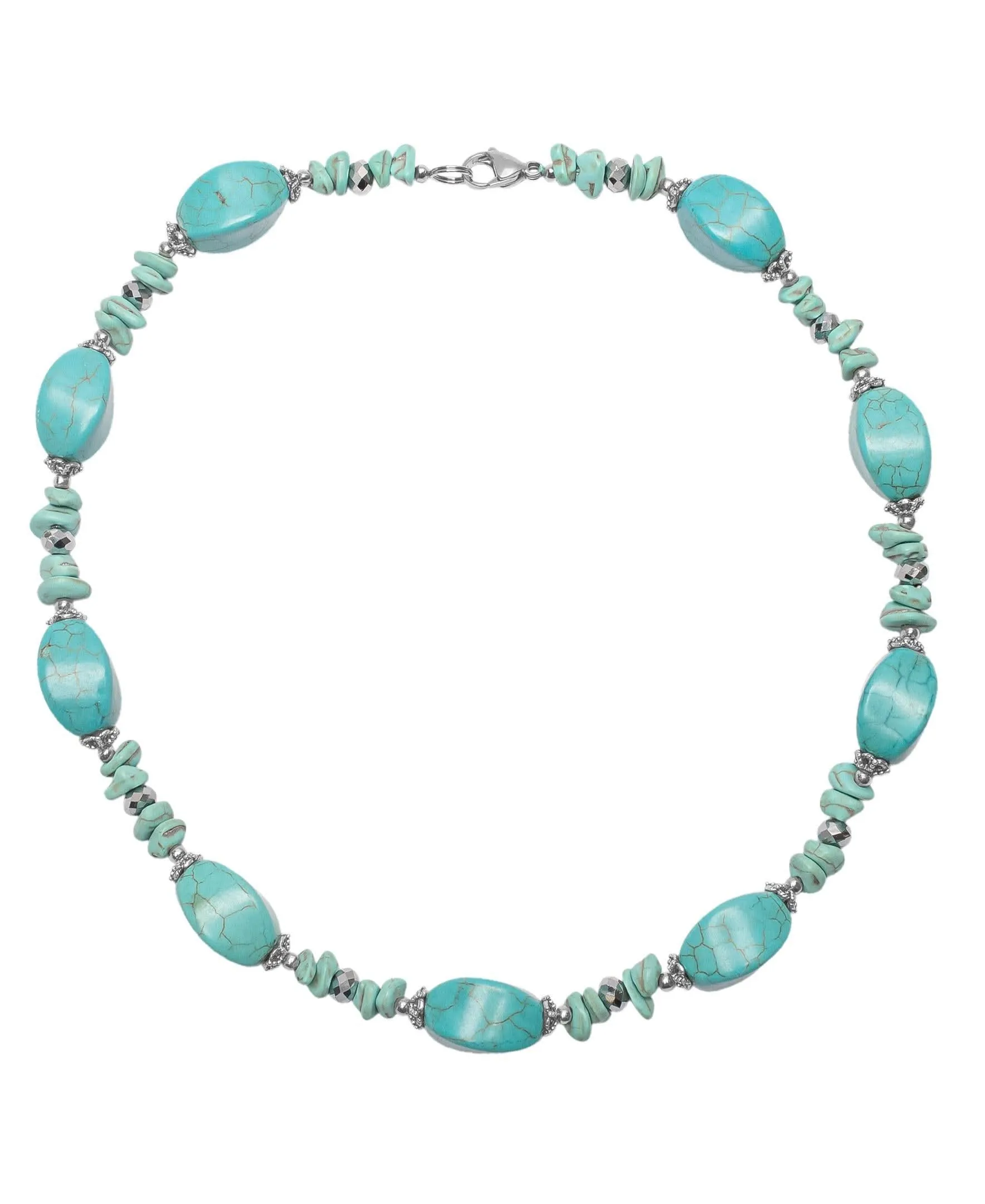 Silver Plated Bold Turquoise Dyed Howlite Necklace