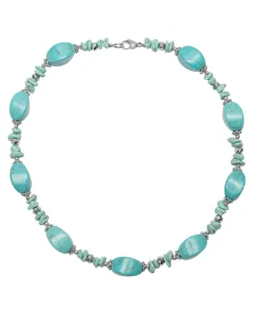 Silver Plated Bold Turquoise Dyed Howlite Necklace