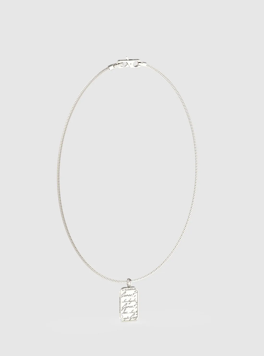 Silver Script Tag Necklace