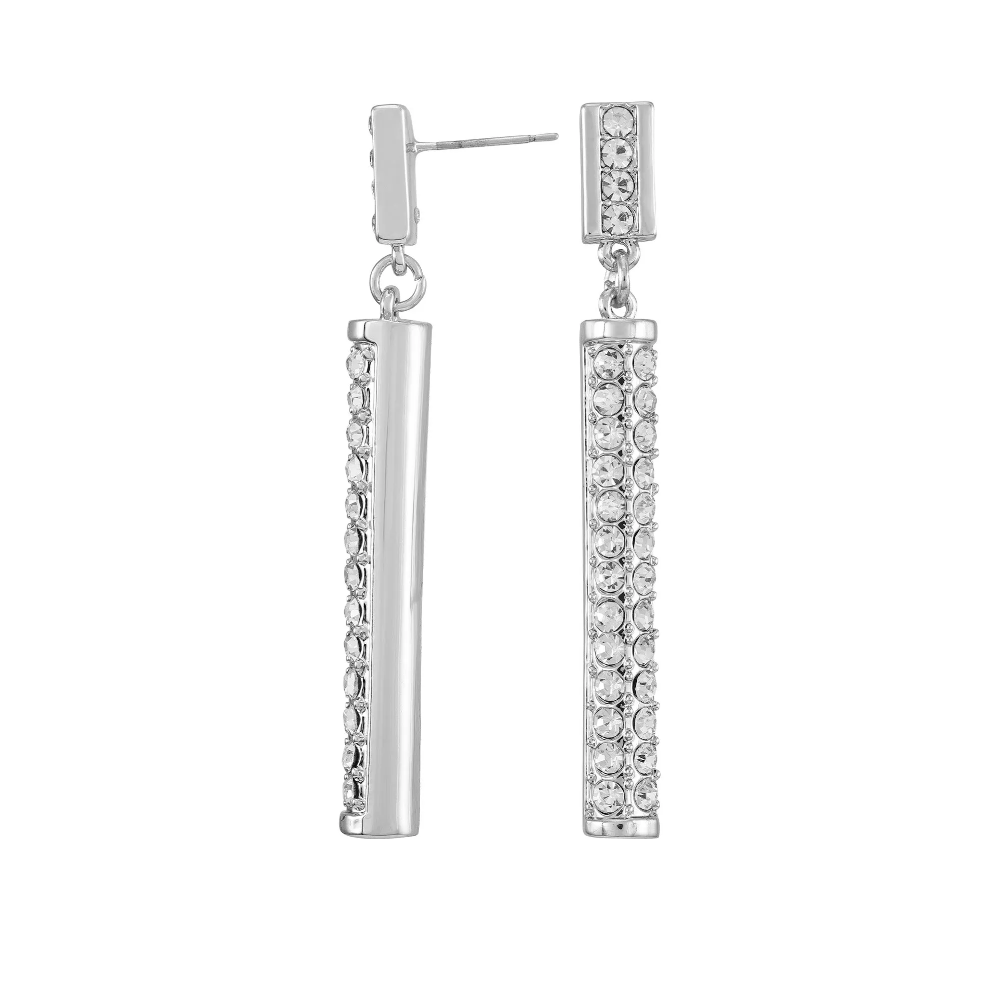 Silvertone Crystal Stone Drop Earrings