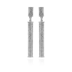 Silvertone Crystal Stone Drop Earrings