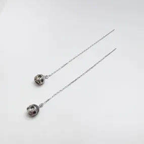 Skull Pearl Threader Earrings - Choose Your Metal
