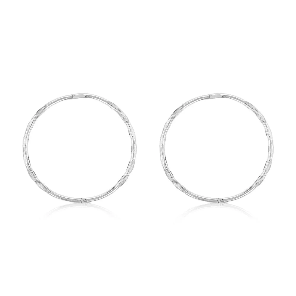 Sterling Silver Facet 25mm Sleeper Earrings