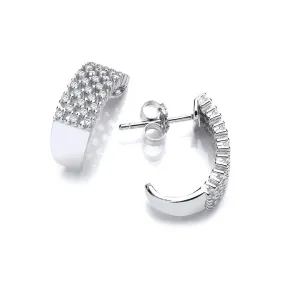 Sterling Silver Multi Row CZ Stud Earrings