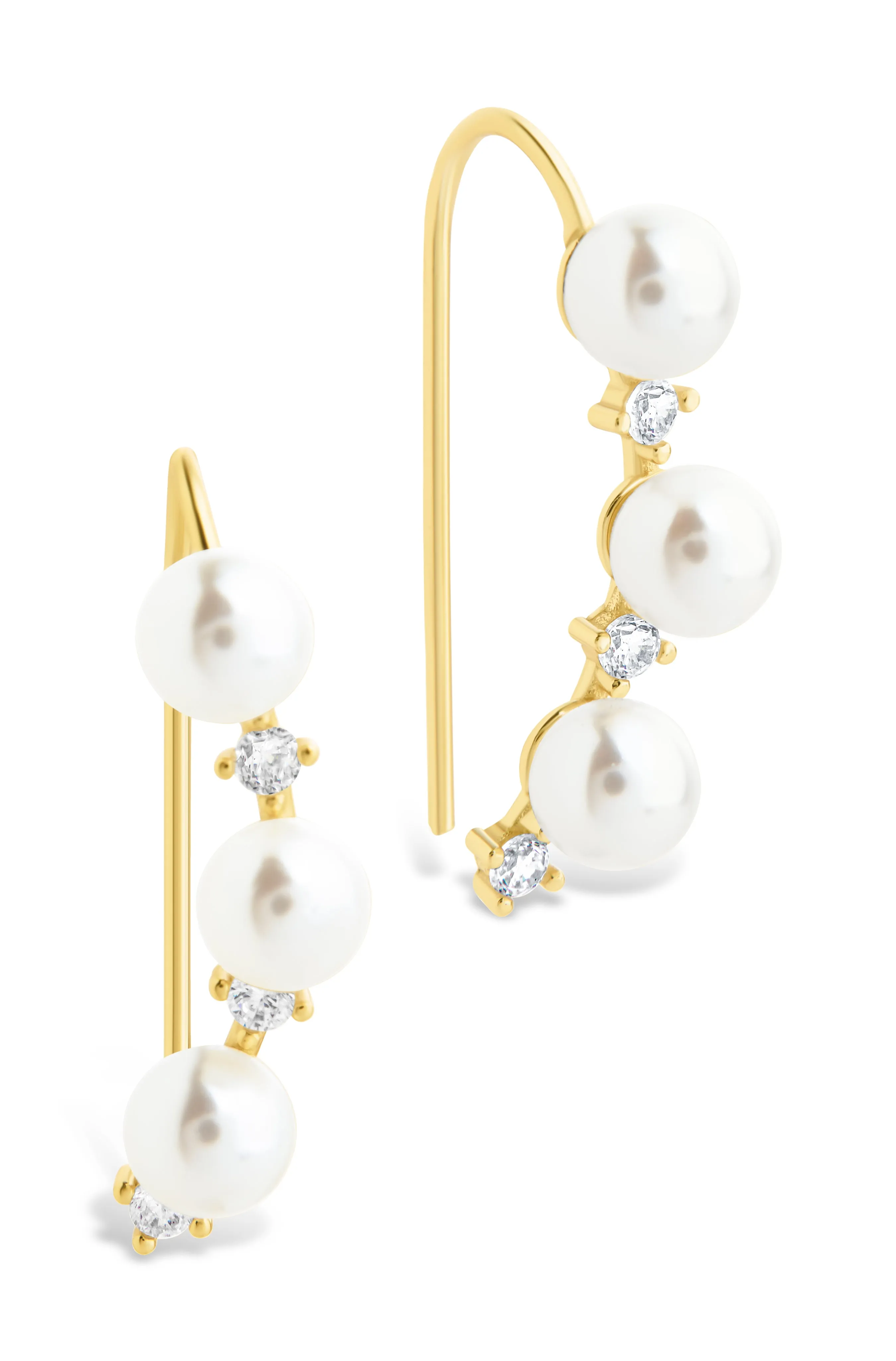 Sterling Silver Siena CZ & Pearl Threader Earrings