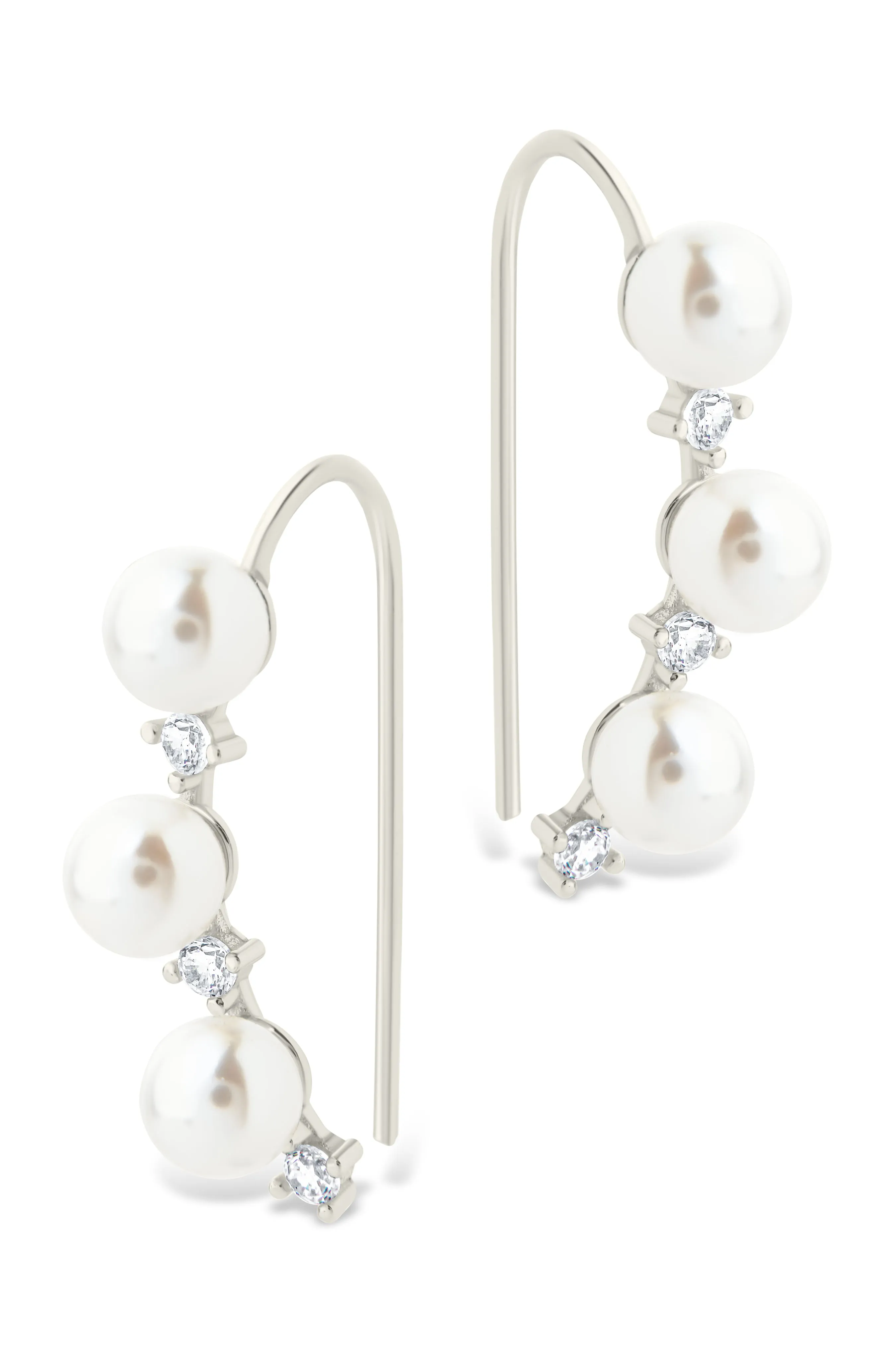 Sterling Silver Siena CZ & Pearl Threader Earrings