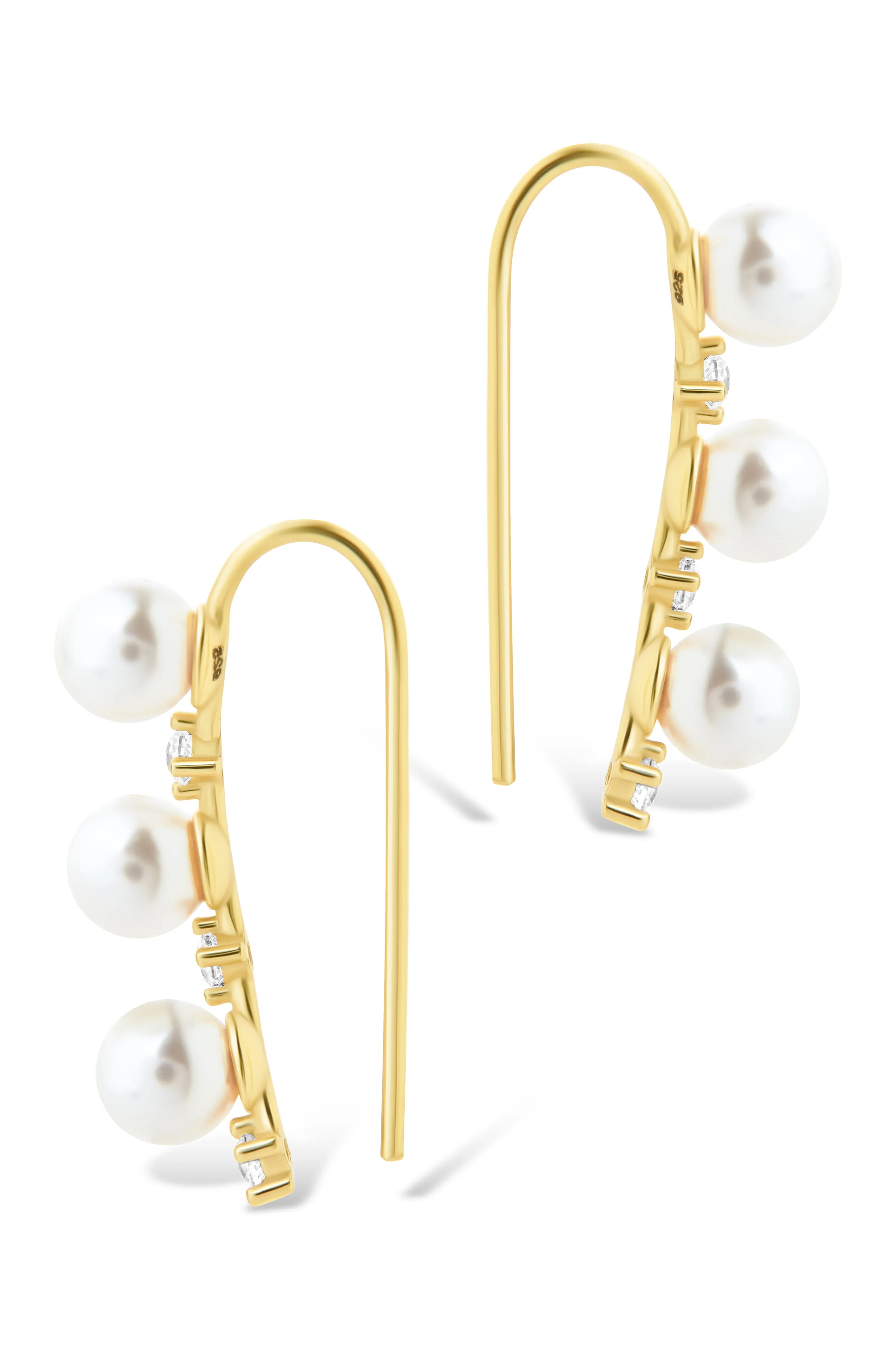 Sterling Silver Siena CZ & Pearl Threader Earrings
