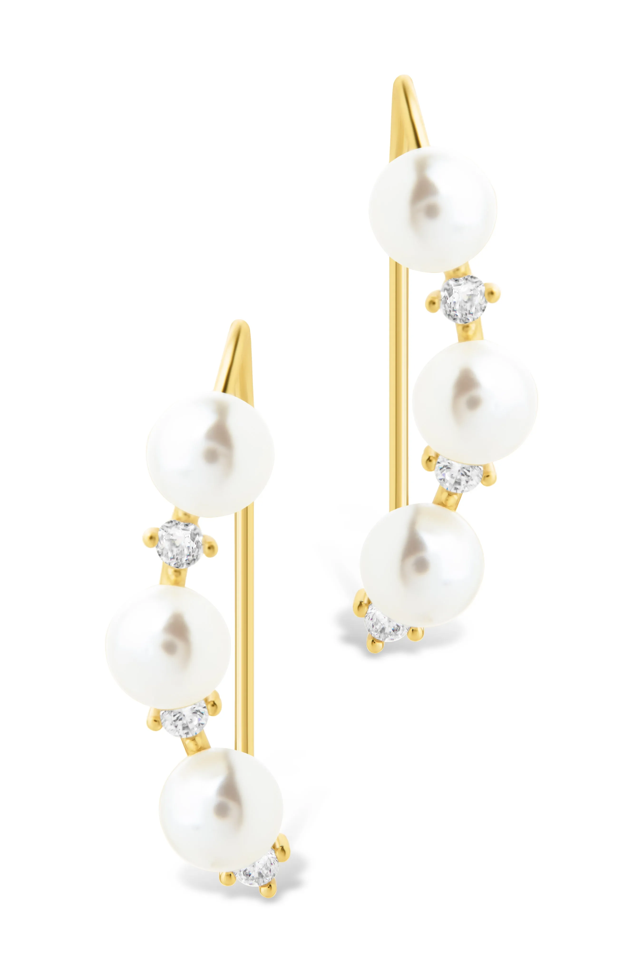 Sterling Silver Siena CZ & Pearl Threader Earrings