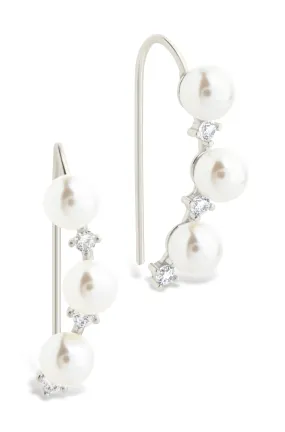 Sterling Silver Siena CZ & Pearl Threader Earrings