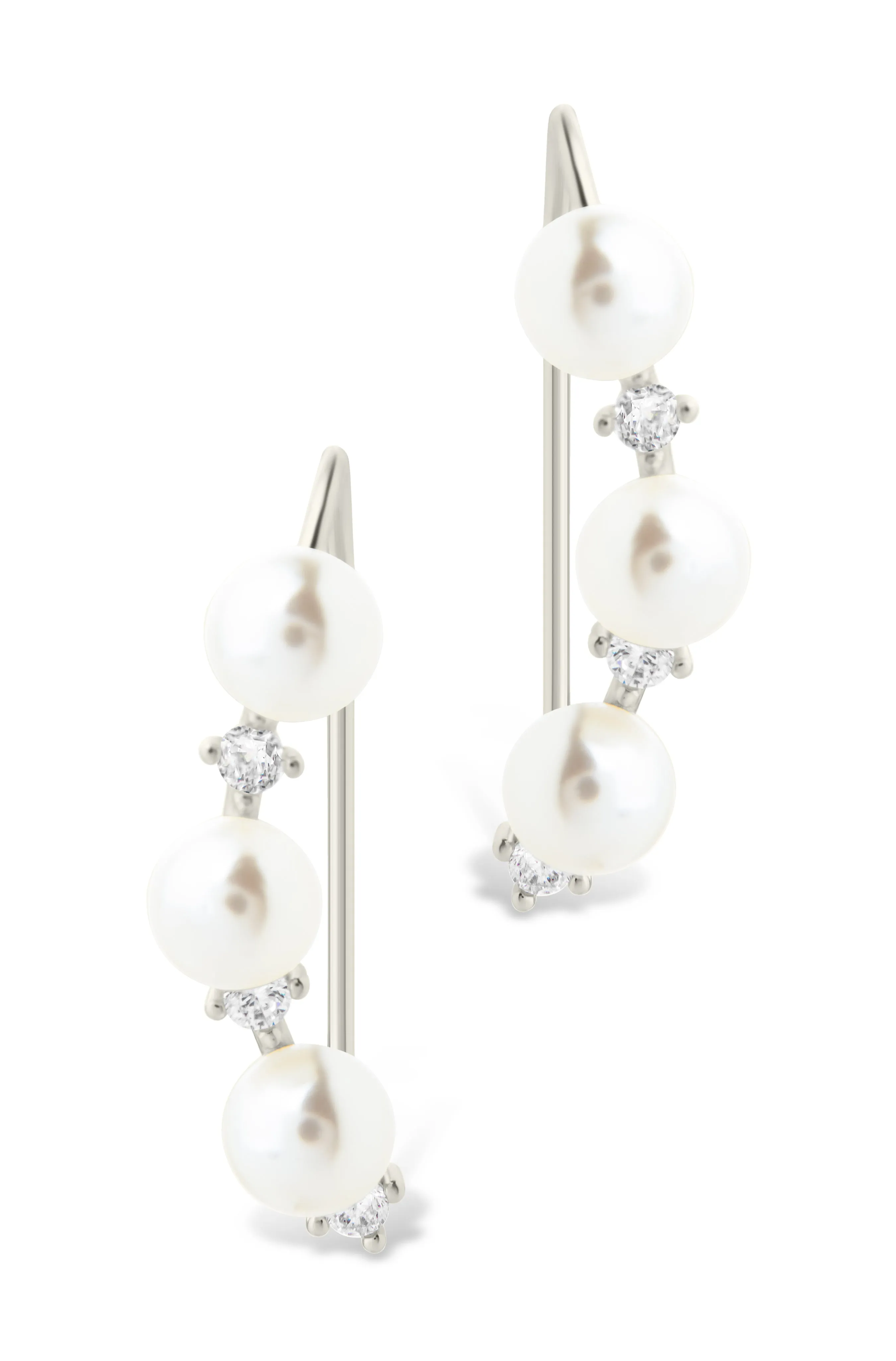 Sterling Silver Siena CZ & Pearl Threader Earrings