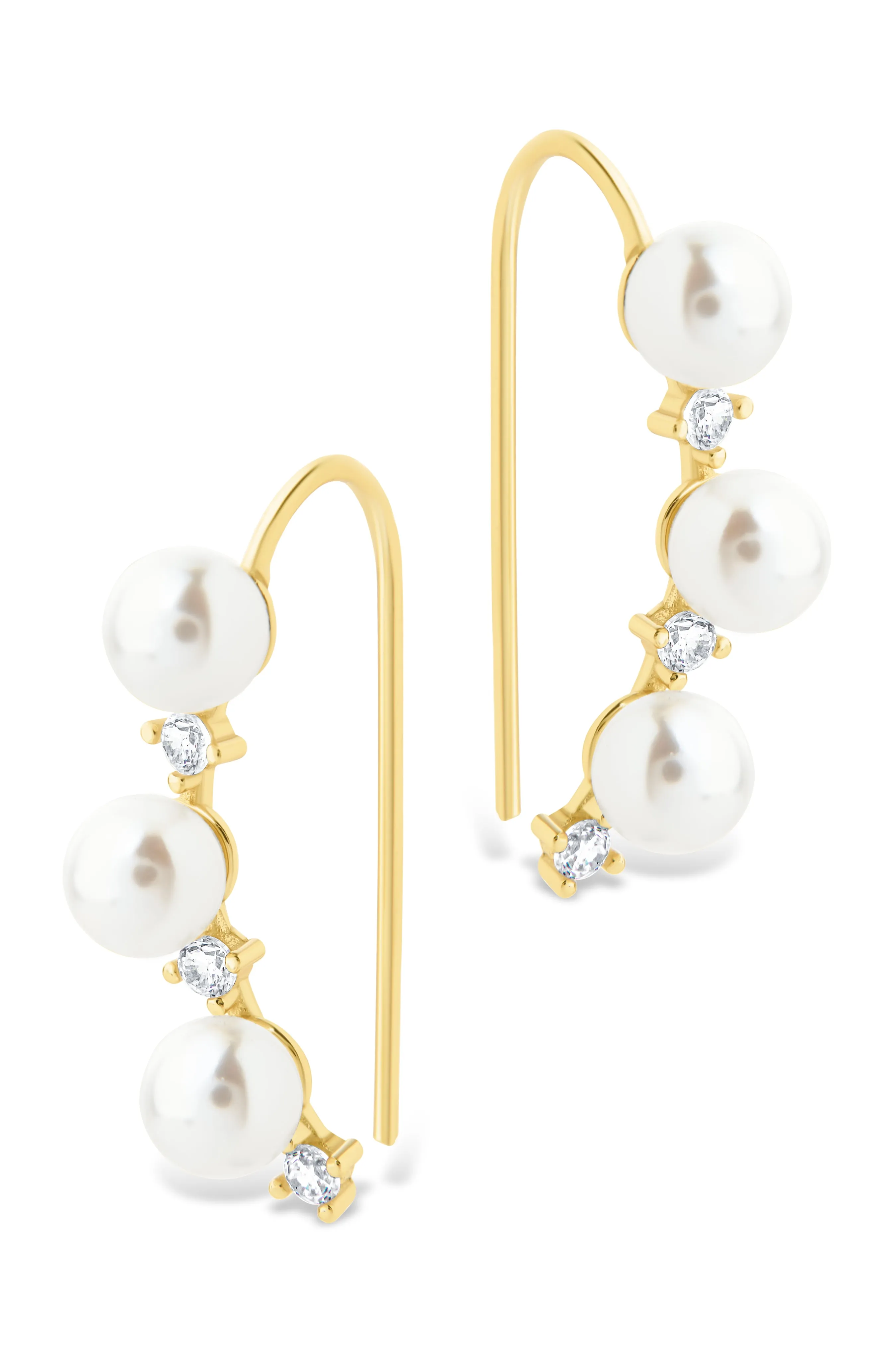 Sterling Silver Siena CZ & Pearl Threader Earrings