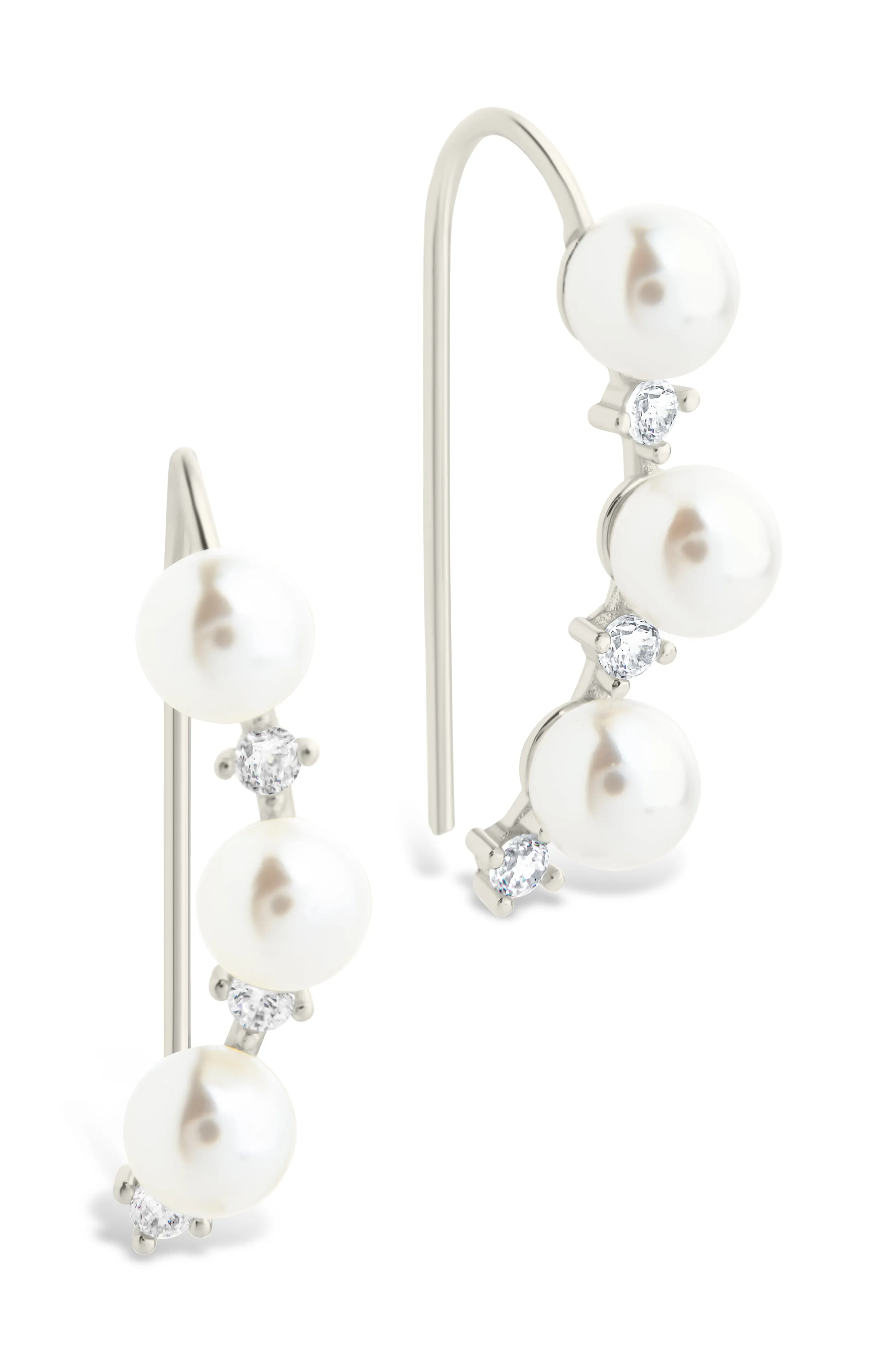 Sterling Silver Siena CZ & Pearl Threader Earrings