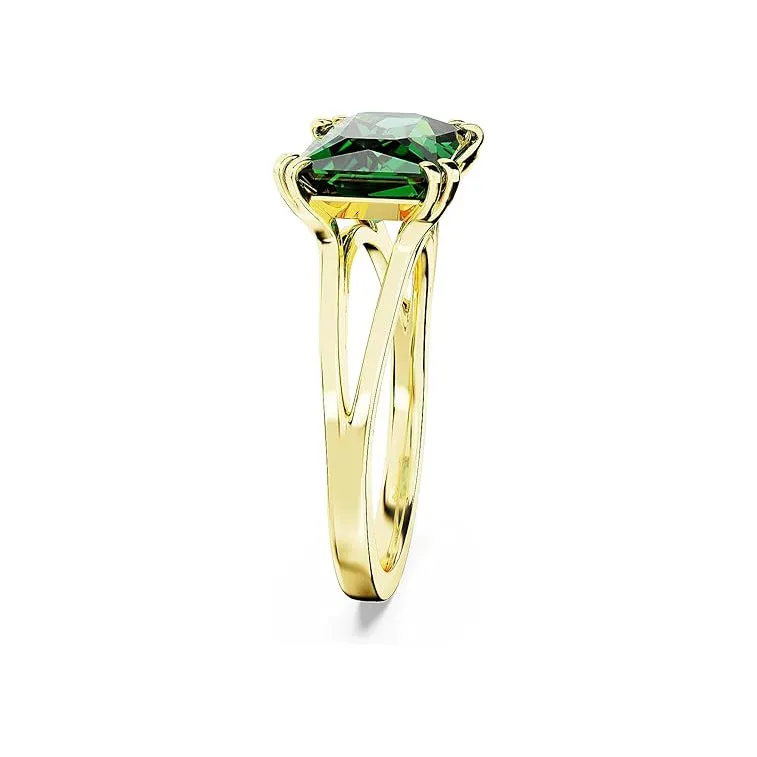 Swarovski Part of the Stilla Collection Women's Green Rectangular-Cut Stone in a Gold-Tone Finished Setting Size 6 Stilla Cocktail Ring - 5677144