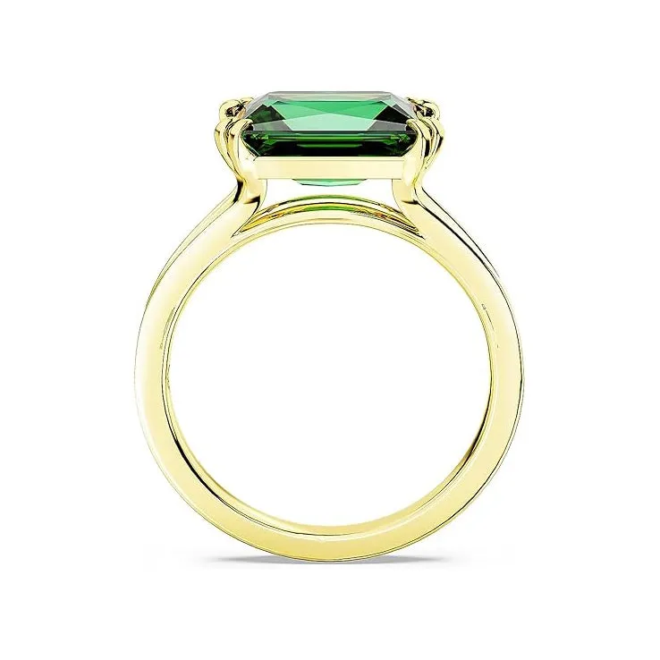 Swarovski Part of the Stilla Collection Women's Green Rectangular-Cut Stone in a Gold-Tone Finished Setting Size 6 Stilla Cocktail Ring - 5677144
