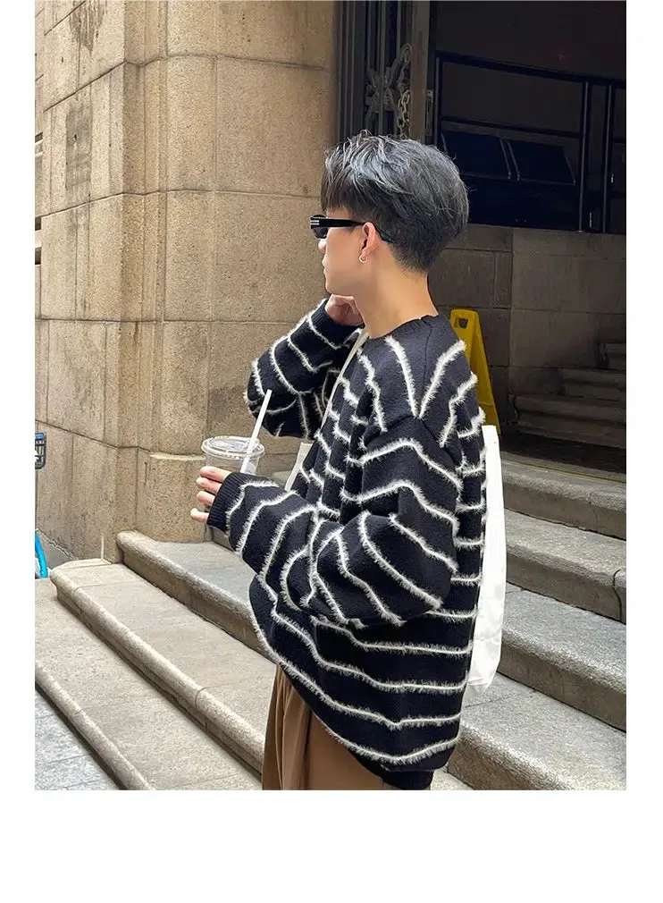 Thin Subtle Fuzzy Stripes Sweater