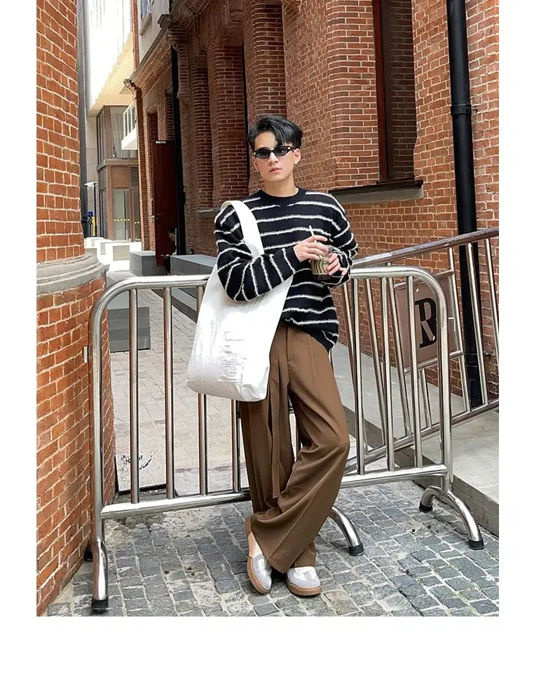 Thin Subtle Fuzzy Stripes Sweater
