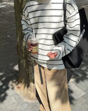 Thin Subtle Fuzzy Stripes Sweater